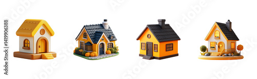 Colorful miniature houses in various styles. photo