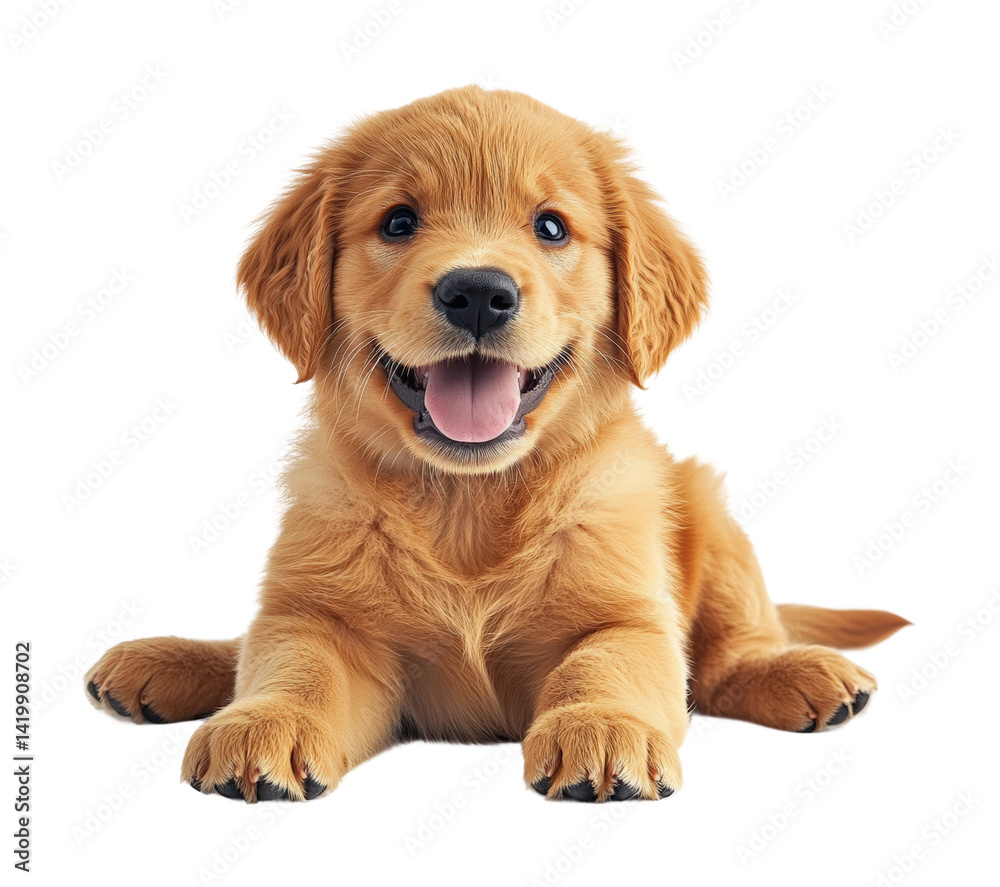 Playful golden retriever puppy portrait cute happy isolated on transparent background Playful golden retriever puppy portrait cute happy isolated on transparent background