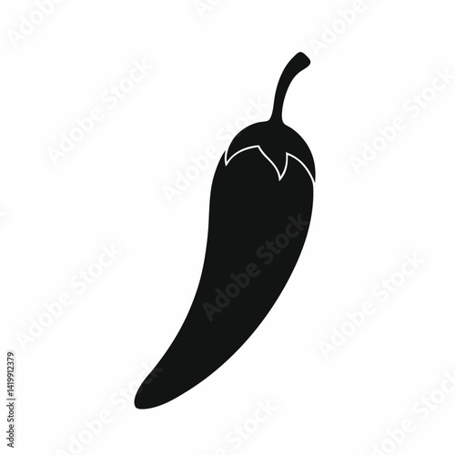Chili silhouette icon on white background	