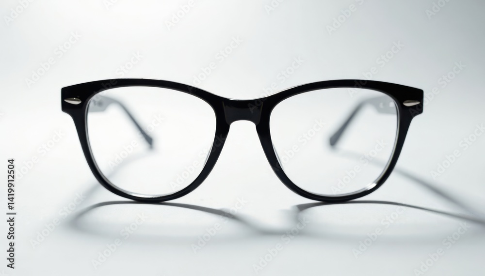 Fototapeta premium Black glasses silhouette on white background with subtle gradient effect, minimalist, abstract