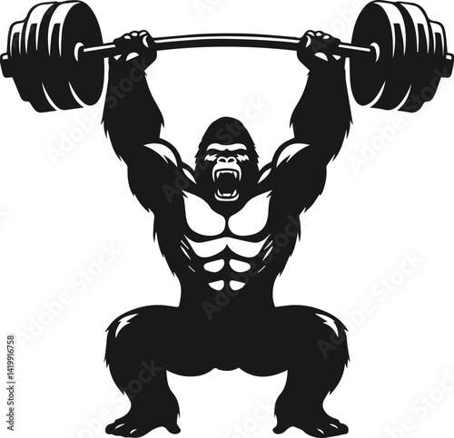 Gorilla lifting weight silhouette