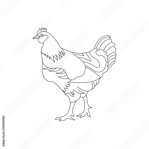 Line art chicken coloring page