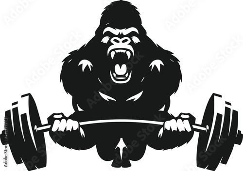 Gorilla lifting weight silhouette