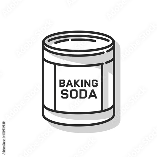 Baking Soda Container Illustration: A close-up, simple illustration of a cylindrical container of baking soda, prominently displaying the product label. Clean.