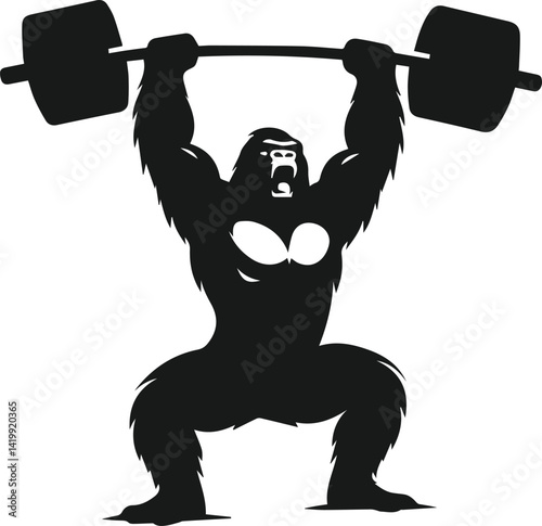 Gorilla lifting weight silhouette