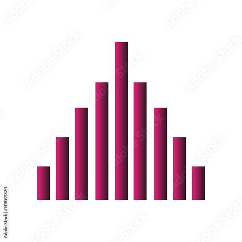 Pink vertical bars forming a symmetrical histogram or equalizer shape on a clean white background