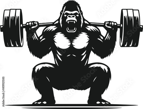 Gorilla lifting weight silhouette
