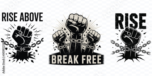 Powerful Black Power Fist Symbol, Breaking Free
