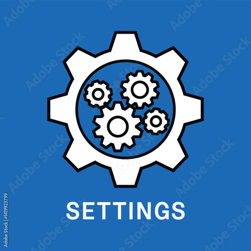 Settings Icon: An isolated, clean illustration of a gear symbol, conveying notions of settings, configuration, and technological processes against a simple color backdrop.