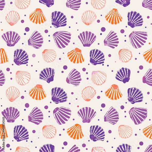 Seamless Pastel Seashell Beach Pattern