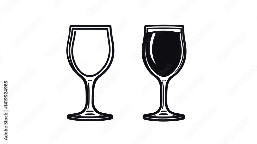 Obraz premium Wine Glass Illustration Pair