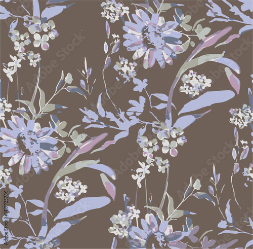 abstract, vector, monochrome, big flowers, all over textiles design, illustration digital image can be used for wrapping paper