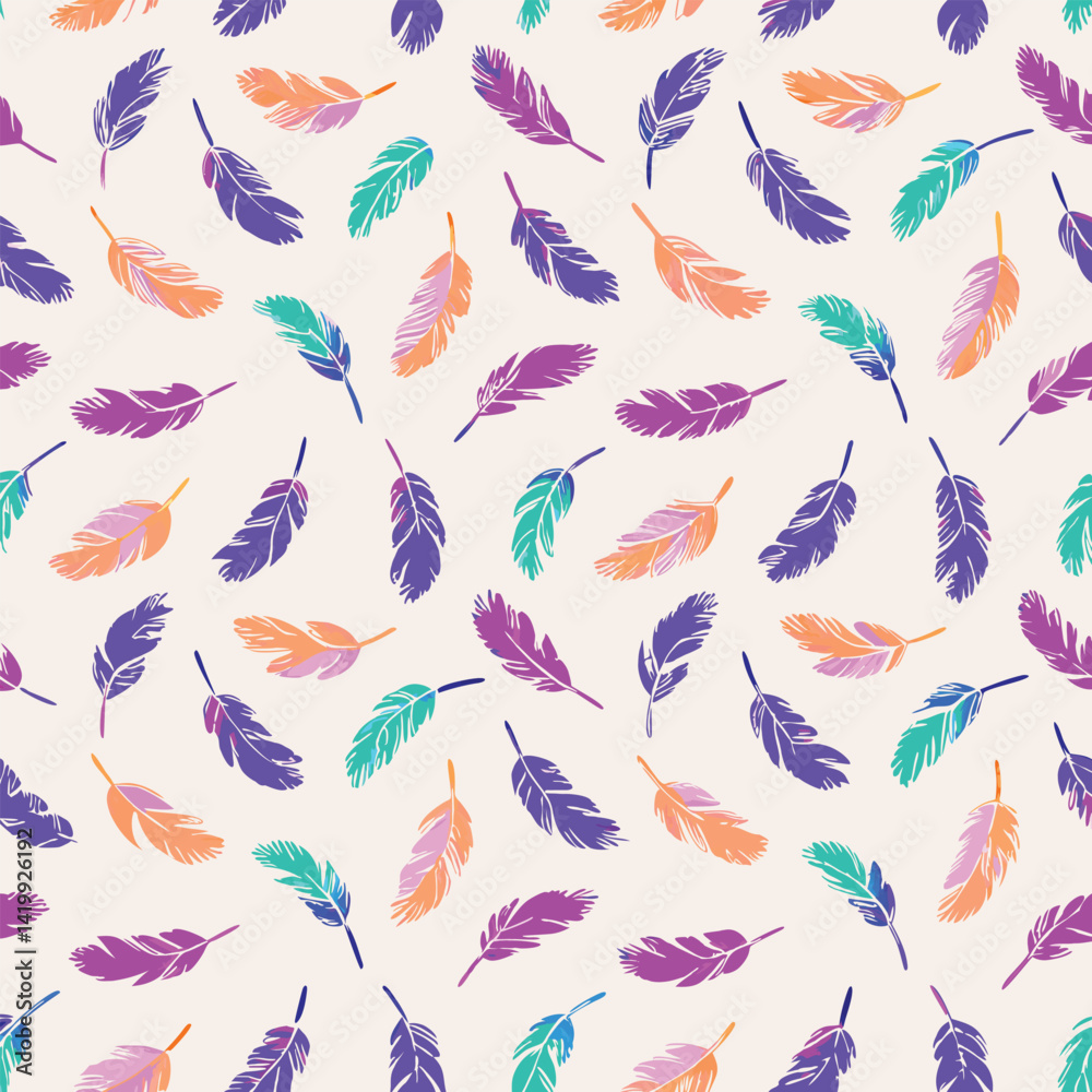 Seamless Pastel Feather White Pattern Seamless Pastel Feather White Pattern