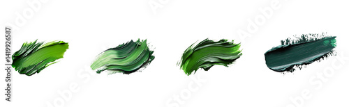 Green paint swatches displayed on white background. photo