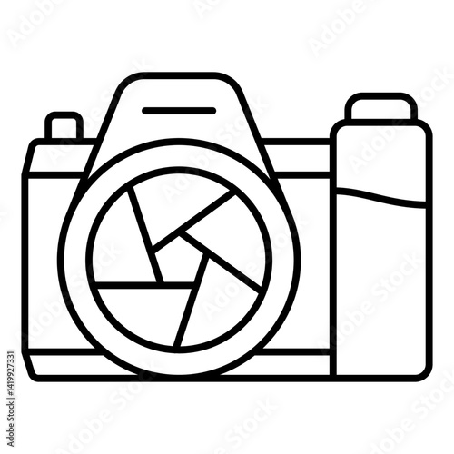 Mirrorless camera thin line icon, photography concept. Vector graphics. Photocamera sign on white background, linear style for mobile or design.