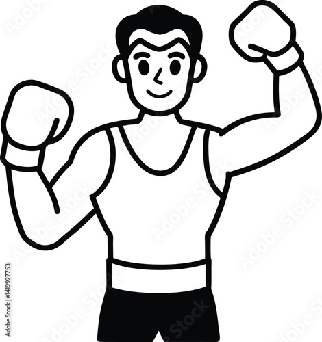 cartoon illustration of a man exercising boxing 