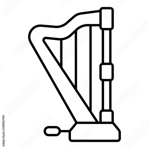 Harp with pedal thin line icon, musical instruments concept. Vector graphics. Lyra strings sign on white background, linear style for mobile or design.