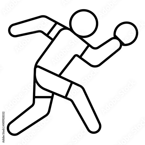Player with racket deflect shot thin line icon, tennis game concept. Vector graphics. Running sportsman sign on white background, linear style for mobile or design.