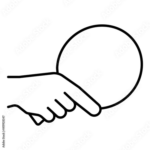 Hand with racket thin line icon, table tennis concept. Vector graphics. Table tennis player hand sign on white background, linear style for mobile or design.