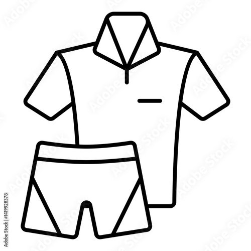 Sport shirt uniform thin line icon, sport formal clothes concept. Vector graphics. Favorite team cloth shorts sign on white background, linear style for mobile or design.