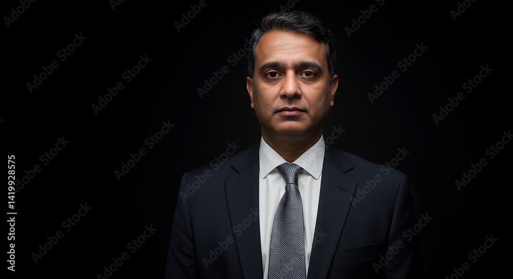 A confident businessman in a sharp suit and tie, standing against a dark background, exuding professionalism and authority. A confident businessman in a sharp suit and tie, standing against a dark background, exuding professionalism and authority.