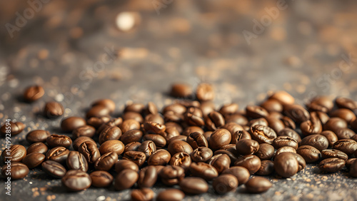 Coffee beans on a realistic background