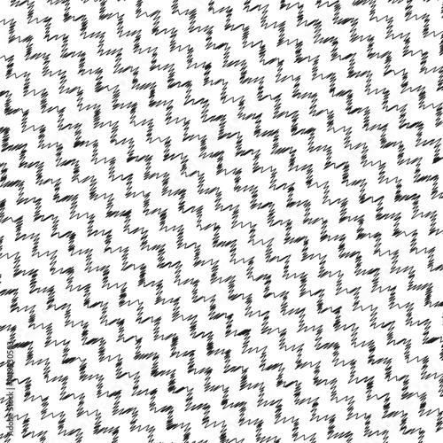 Black and White Jagged Zigzag Abstract Pattern with Hand-Drawn Optical Illusion Design