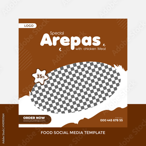 Arepas Food Template Design for restaurant promotion, any customizable food templet 