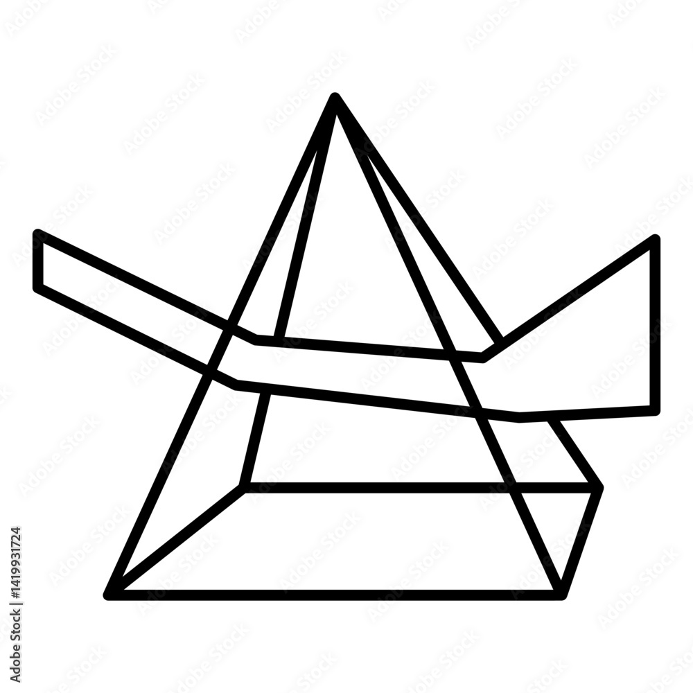 Light ray in prism thin line icon, optical effect concept. Vector graphics. Piramid with mirrors sign on white background, linear style for mobile or design. Light ray in prism thin line icon, optical effect concept. Vector graphics. Piramid with mirrors sign on white background, linear style for mobile or design.