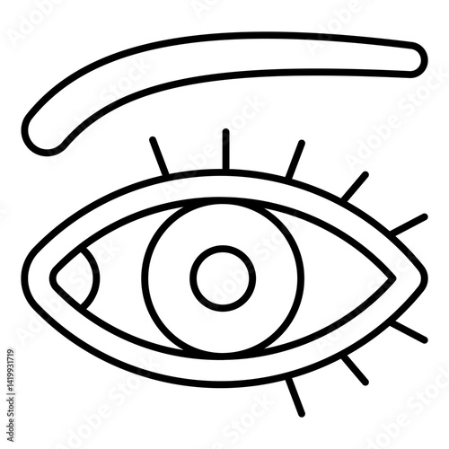 Eye and eyebrow thin line icon, optics and human vision concept. Vector graphics. Vision sign on white background, linear style for mobile or design.