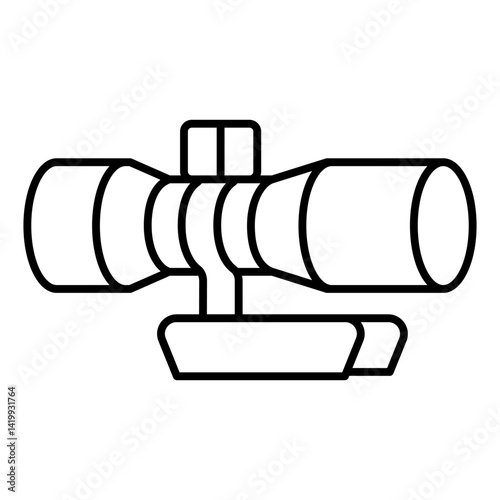 Rifle scope thin line icon, military optical equipment concept. Vector graphics. Large zoom, magnification tool sign on white background, linear style for mobile or design.