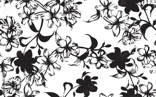 Seamless flower pattern. Textile print and hand flower pattern design  on the dark blue background. Seamless pattern design for textile. For textile and fashion. Hand flower pattern design. 