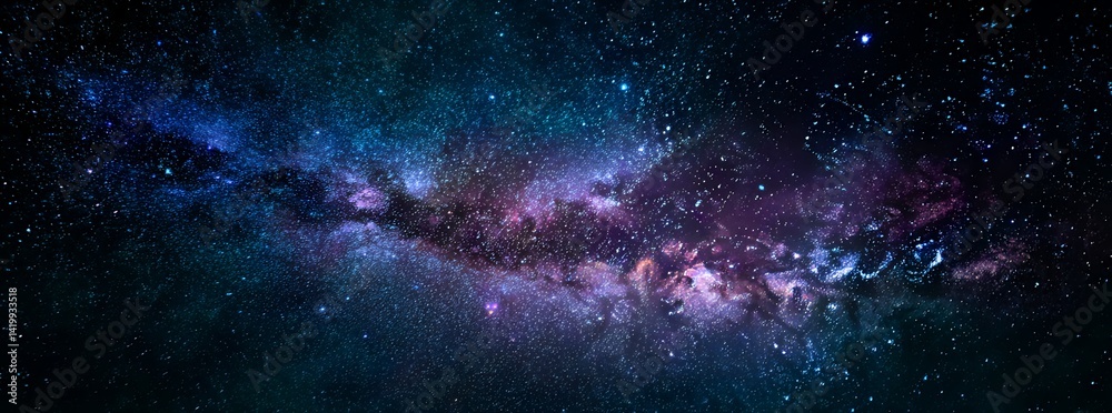 Fototapeta premium Cosmic Tapestry: A breathtaking journey through the cosmos, showcasing the vibrant colors and intricate details of the Milky Way galaxy, an interstellar wonderland.