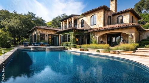 Wallpaper Mural Luxurious estate home with swimming pool.  Tranquil backyard oasis Torontodigital.ca