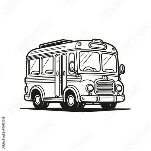 Cartoon Style Bus Silhouette Vector Illustration