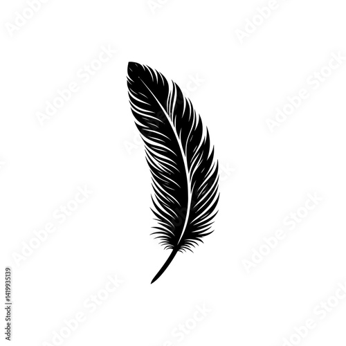 Silhouette Feather Vector in Minimal Style