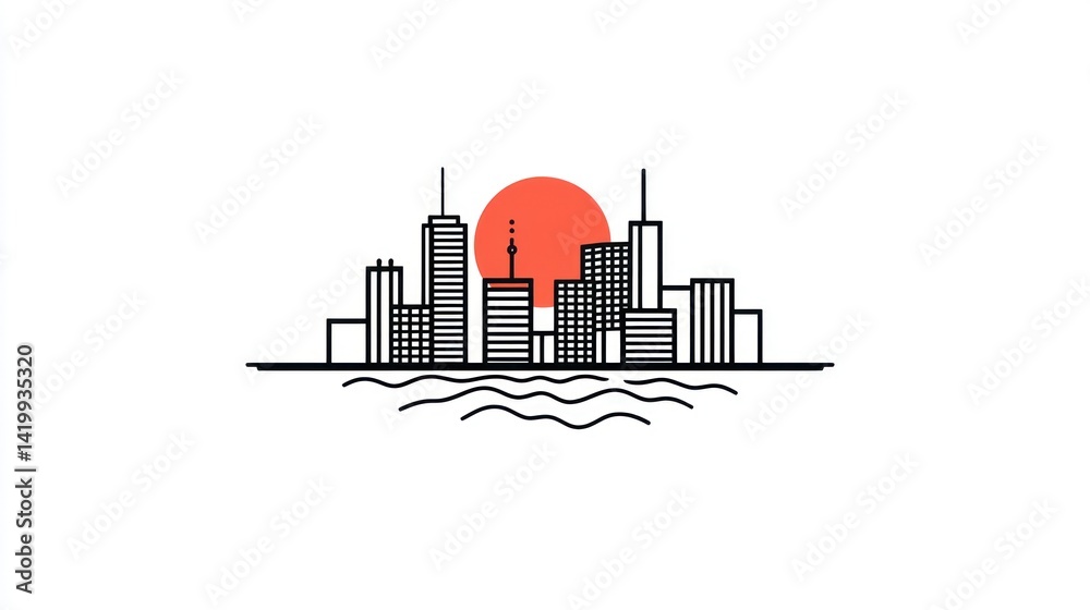 Obraz premium Cityscape Sunset Skyline View