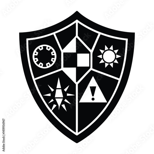 Shield made from power icons on white background