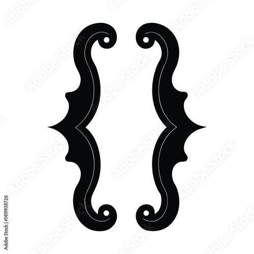 Silhouette of curly brackets {} forming a stylized 'S' uit patterns on white background