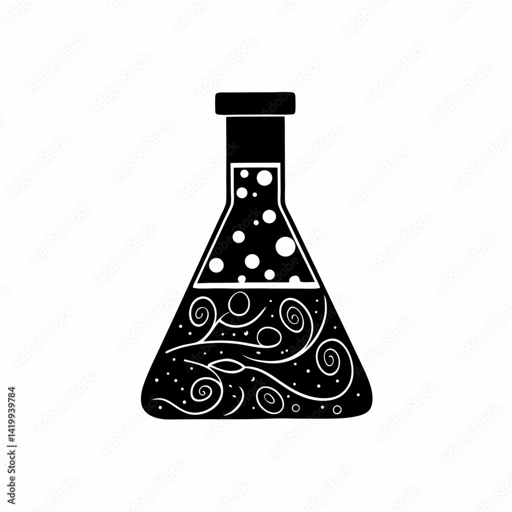 creative Silhouette Flask (Erlenmeyer) Icon Vector Illustration creative Silhouette Flask (Erlenmeyer) Icon Vector Illustration