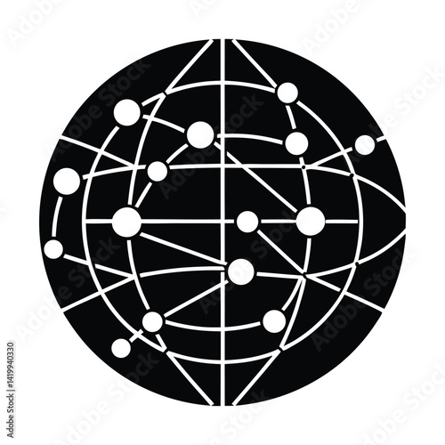 Tech globe with connecting lines on white background