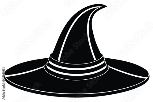 Wizard spooky hats set. Halloween witch hats, Halloween party costume elements flat vector illustrations set.