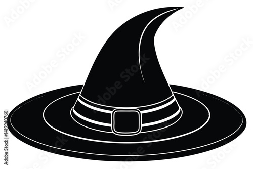 Wizard spooky hats set. Halloween witch hats, Halloween party costume elements flat vector illustrations set.