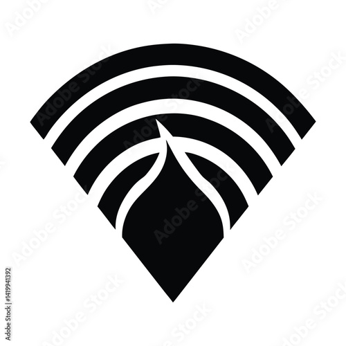 Wi-Fi signal turning into flames on white background