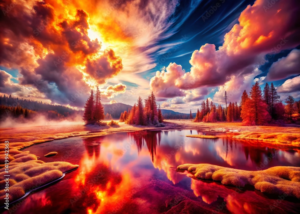 Fototapeta premium Surreal Glowing Heat Signature Abstract Art - Thermal Palette Photography