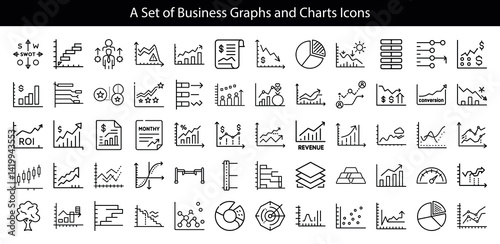 Set of Business Graphs and Charts Icons