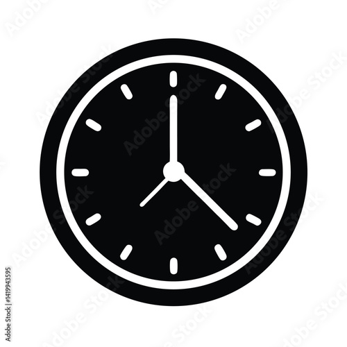 Analog Clock Icon Round Wall Clock Showing Three O Clock