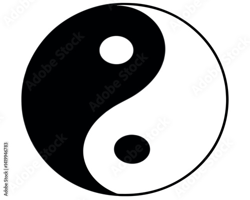 Classic Yin and Yang Symbol Vector for Balance and Harmony.