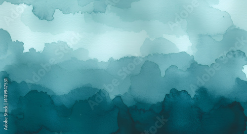 Abstract Teal Watercolor Background Gradient Texture Soft Hues Ocean Inspired Design Artistic