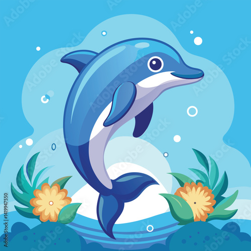 A playful dolphin leaps from the ocean's surface